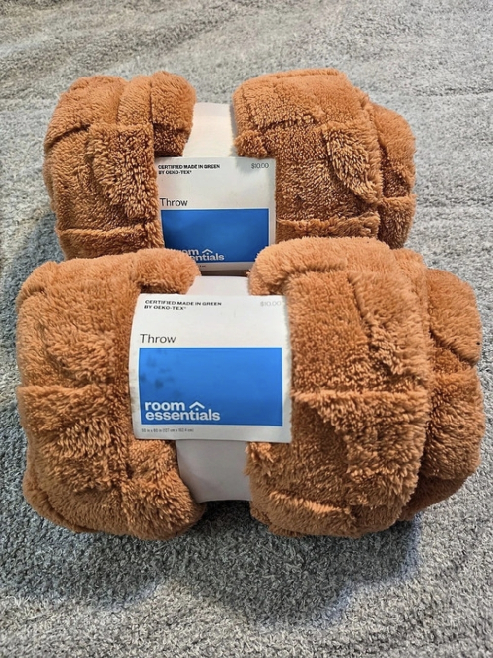 Room Essentials Plush Throw Blanket Set of 2 Orange
